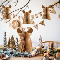 Vente en gros d'ornements de Noël personnalisés en papier 3D, rennes et elans, écologiques, aimants réutilisables, couleur intégrale, à suspendre sur table