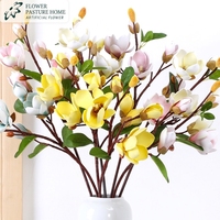 Branches de fleurs de magnolia artificielles au toucher réel en mousse EVA, fleurs en soie, décoration nordique pour la maison, mariage, photographie