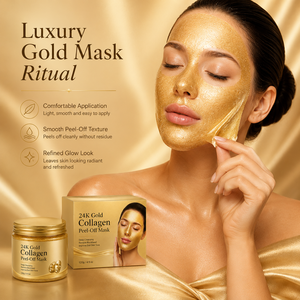 Masque facial peel-off au collagène or <span class=keywords><strong>24K</strong></span> avec logo personnalisé 120g, masque gel doré pour le visage, nettoyage des pores, contrôle du sébum, soin lissant et éclatant - Product Image 3