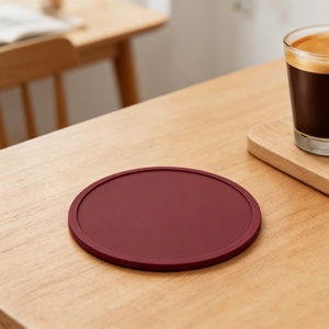 Sous-verres ronds en silicone personnalisés en gros, tapis antidérapants lavables pour tasses à café, bière et thé - Product Image 4