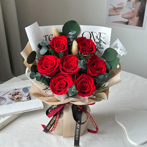 Bouquet di Rose Stabilizzate di Lusso, Regalo <span class=keywords><strong>per</strong></span> San Valentino e Laurea, Rose Eterne Premium di Lunga Durata 3-5 Anni - Product Image 1