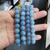 Bracelet en aquamarine 8-10 mm, bracelet en pierres précieuses pour homme et femme, bracelet extensible en cristal de guérison, unisexe