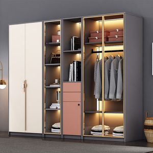 Huide Modern Wardrobe Hinged Door <b>Bedroom</b> <b>Storage</b> <b>Cabinet</b> Large Capacity Easy Assemble Light Interior Design MDF Freestanding - Product Image 1