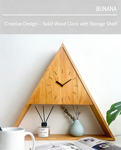 Orologio da Parete Multifunzionale Moderno in Legno, Silenzioso, con Display a Lancette <span class=keywords><strong>e</strong></span> Mensola per Decorazione Soggiorno - Product Image 4