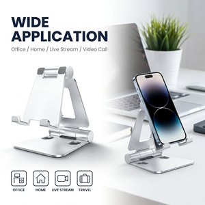 <span class=keywords><strong>Support</strong></span> de téléphone portable pliable en alliage d'aluminium flexible, personnalisable en usine, hauteur réglable pour écrans de 4 à 10 pouces, portable - Product Image 2