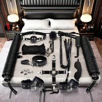 Ensemble de 11 pièces de matériel de bondage en cuir BDSM Netphi, kit de restraints pour adultes et couples, comprenant une bouche muette, une bandeau pour les yeux et un collier.