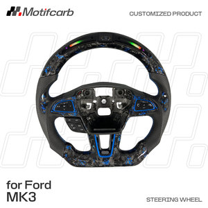 Volante personalizado de fibra de carbono forjado azul con pantalla LED inteligente para Ford Focus MK3 ST RS ST-Line 2015-2018 - Product Image 2