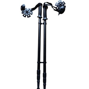 Bâtons de randonnée Heng Tong en fibre de carbone, trois sections, verrouillage externe, pour la randonnée, la marche et les voyages, avec ensemble de boucles en forme de huit - Product Image 1