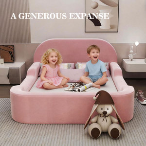 Lit enfant château de princesse avec barrière de sécurité, lit double rose pour chambre de fille - Product Image 3