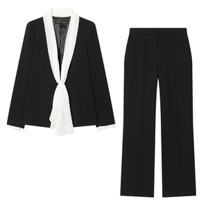 PB&ZA Femme 2026 Nouvelle Collection Printemps Blazer <span class=keywords><strong>Chic</strong></span> Décontracté Vintage avec Nœud Écharpe Manches Longues Couleur Unie Vêtement d'extérieur Féminin - Product Image 6