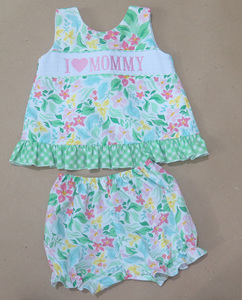 Vestido Floral para Niña Pequeña, con Bordado de 'I Love Mommy', Manga Corta, con Volantes, Vestido Casual de Verano - Product Image 4