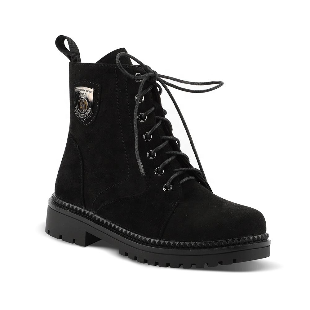 Классические кожаные ботинки на шнуровке для девочек износостойкие ботинки на толстой подошве Детские ботинки средней высоты