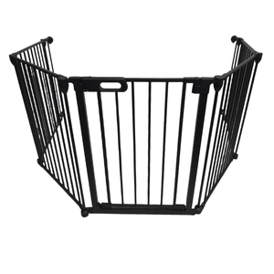 Barrière <span class=keywords><strong>de</strong></span> sécurité pour bébé écologique à double verrouillage, facile à installer, barrière anti-feu pliable en 5 sections, barrière <span class=keywords><strong>de</strong></span> cheminée en métal à fermeture automatique, 3 en 1 pour bébé - Product Image 1