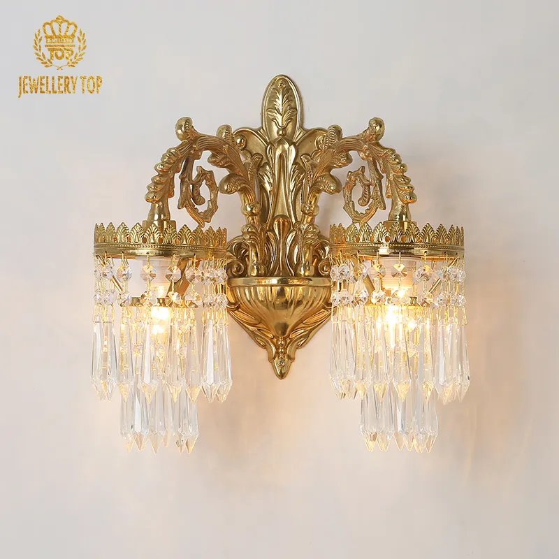 Jewellerytop baroque wall lamp double crown toilet wall light crystal lamps contemporary wall sconce for bathroom bedroom