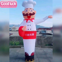 Sky Dancer Gonflable Personnalisé de 3m de Haut, Nouveau Design, Chef Cuisinier Agitant les Bras à 1 Jambe pour Publicité de Restaurant et Magasin