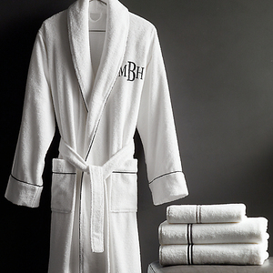 Albornoz de tela de felpa con logotipo de Hotel de 5 estrellas personalizado de alta calidad, <span class=keywords><strong>bata</strong></span> de baño de Spa de algodón 100% de lujo para hombres y mujeres - Product Image 1