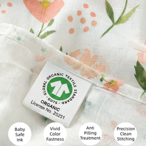 Couverture d'emmaillotage <span class=keywords><strong>en</strong></span> mousseline de coton biologique GOTS et bambou, double couche, imprimée sur mesure, 120x120cm, surdimensionnée, pare-soleil pour <span class=keywords><strong>poussette</strong></span> - Product Image 3