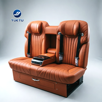 Siège de banquette électrique en cuir pour fourgonnette, avec fonction massage, ventilation et chauffage, et surpiqûres losanges