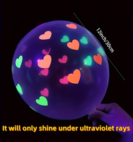 20 ballons en forme de cœur imprimés fluorescents, décorations de fête en latex réactif aux UV, adaptés aux anniversaires, mariages, Saint-Valentin