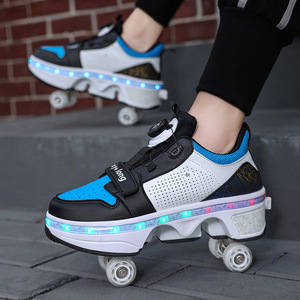 Roller Shoes With Flashing Lights 33-40 Size Double Row Wheels For Kids - Product Image 1