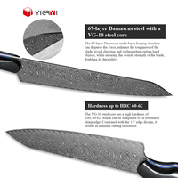 Cuchillo de Chef Japonés Kiritsuke de 8 Pulgadas (200mm) con Hoja de Damasco de 67 Capas, Núcleo VG10, Mango G10 de Espiga Completa, Borde Hamaguri, Personalizado OEM