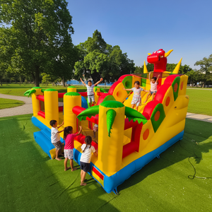 Yuedong Aire de jeux gonflable commerciale avec arche, obstacles, toboggan, château et centre de jeux combiné - Product Image 1