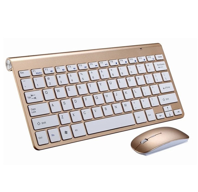 Modern Slim Wireless Keyboard Mouse Combo 2.4G Portable Mac Style Keyboard with Media Keys for Laptop Desktop Windows iOS Tablet