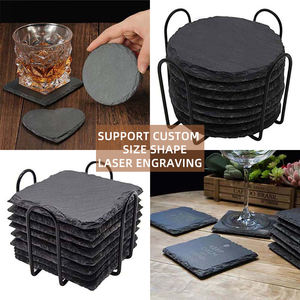 STARUNK Vente en gros de sous-verres modernes en <span class=keywords><strong>ardoise</strong></span> naturelle noire, magnifiques et personnalisés, sous-verres de forme irrégulière en vrac pour bar, cuisine - Product Image 2