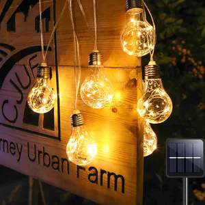 Guirlande lumineuse solaire à LED G50, fil de cuivre, lampes de vacances, jardin, cour, décoration, étanche