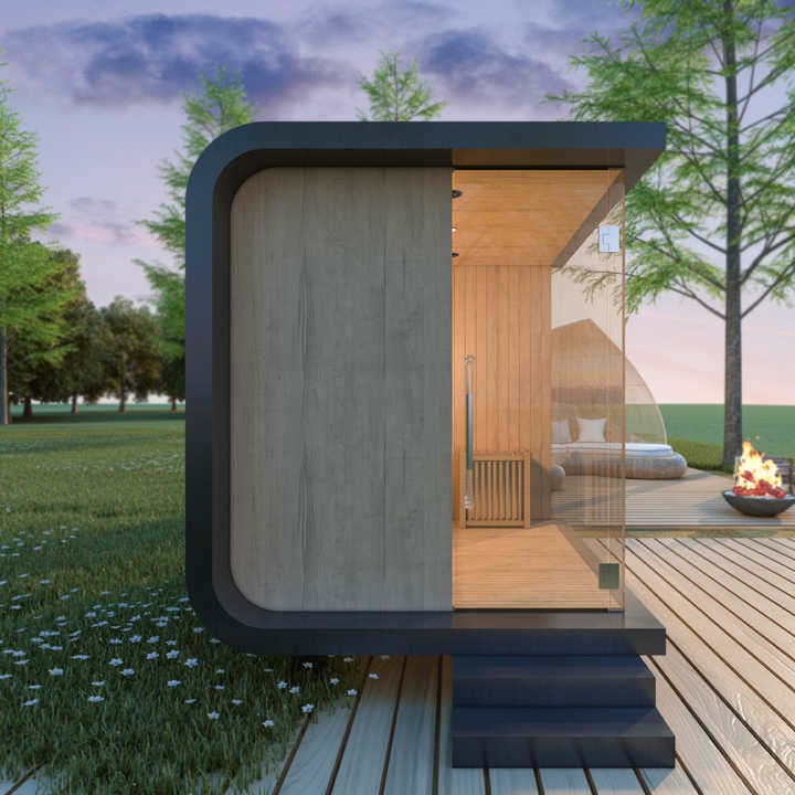 Image showcasing Luxury Outdoor Sauna Room - Boyce Red Cedar Steam Cabin