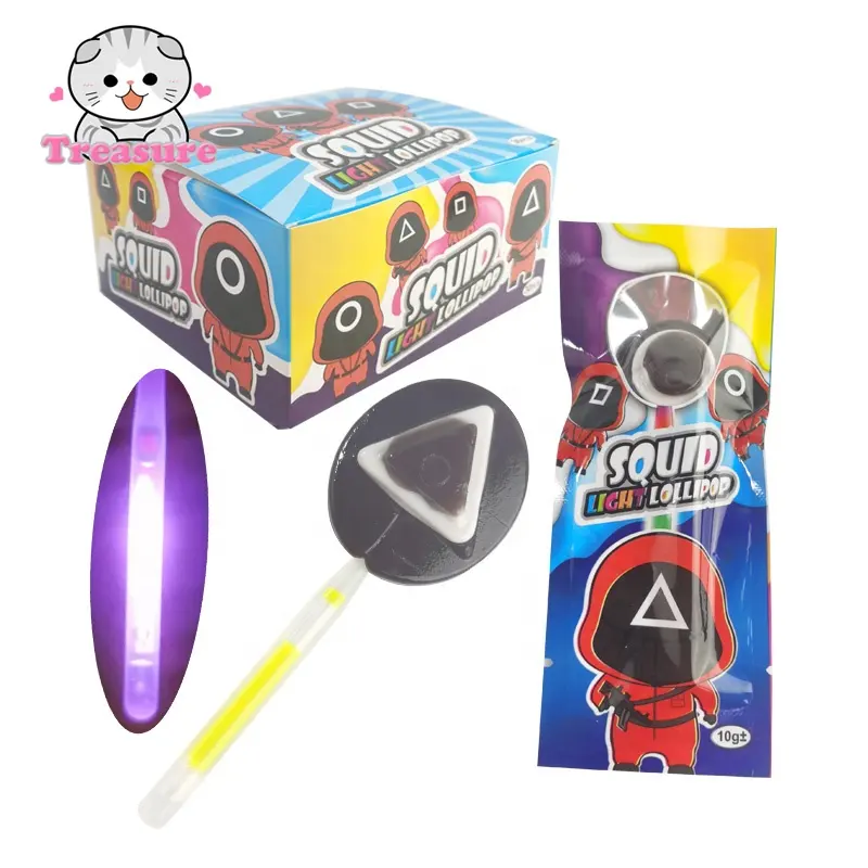 funny squid kids game fluorescent lollipop candy