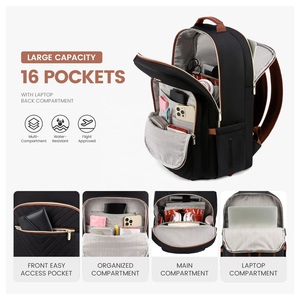 LOVEVOOK Luxurious Nylon Youth College Backpack Waterproof Business 15.6 17 Inch Travel Notebook Women's School Zipper Polyester - Product Image 2