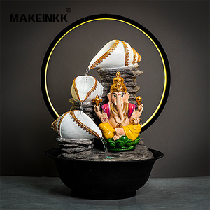 Ấn Độ Tôn Giáo bức tượng 3D chữ thập Hindu vị thần nghệ thuật vẽ tay nhựa Ganesha đài phun nước chảy dẫn ánh sáng đồ trang trí cho - Product Image 1