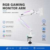 Bras de moniteur de jeu ergonomique RGB à alimentation directe d'usine avec ressort à gaz et rotation à 360 degrés