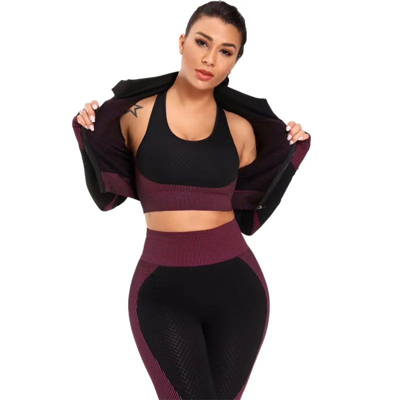 Private Label Desgaste Atlético Mulheres Jacquard Yoga Fitness & Yoga Wear Activewear Trabalhar Fora de Vestuário Mulher Define Treino Roupas