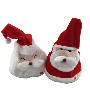 Hot Sale Electric Santa Claus Christmas Hat Magic Dancing Singing Plush Hat Singing Christmas Reindeer Hat Holiday Decoration