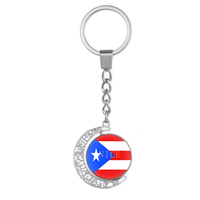 Porte-clés personnalisé en forme de lune avec drapeau de la Guadeloupe, porte-clés métallique rotatif double face pour la revente et les projets de fourniture en gros
