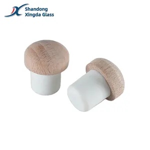 Xingda Bespoke Logo Cork Lids Round Natural Wooden Polymer Synthetic T Cork For Liquor Glass Bottle Sealing Lids Supplier