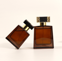 Flacon de parfum en verre ambré de 50 ml à brume fine, flacon pulvérisateur de parfum vide de 100 ml de haute qualité avec couvercle