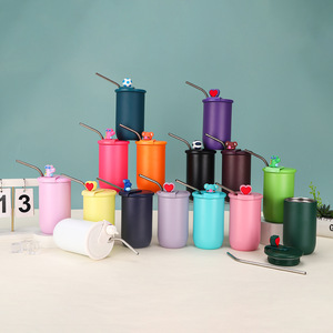 Copo Térmico Criativo de Aço Inoxidável TY RTS de 460ml, Caneca a Vácuo com Design de Boneco de Desenho Animado, Copo de Leite para Adultos com Tampa, Isolamento Térmico Quente/Frio - Product Image 5