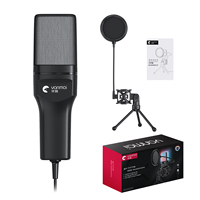 Microphone de jeu professionnel filaire pour enregistrement de bureau, microphone à condensateur avec lumière RVB, en métal, pour PC avec support de bureau