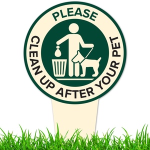 Heavy-Duty Rust-Free Aluminum Composite Sign for Indoor/Outdoor Use Please Clean Your Pet Sign Integrated <b>Ground</b> <b>Stakes</b> PP Cut - Product Image 2