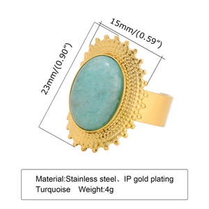 Popular Gold Plated Jewelry Geometric Opening <b>Turquoise</b> Finger <b>Ring</b> - Product Image 3