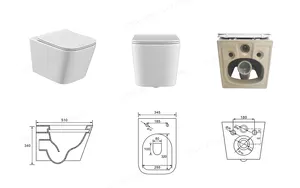 BTO Sanitary Ware Wallhung Hidden Water Tank Rimless Wall Hung Toilets Bowl Concealed Cistern