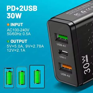 ที่ชาร์จแบบเร็วหัวปลั๊ก USB 30W QC3.0คู่พอร์ต USB Type C ที่ชาร์จ USB-C - Product Image 2