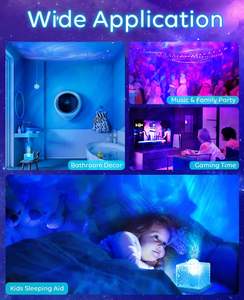 โคมไฟตั้งโต๊ะแบบสัมผัส หมุนได้ ลายคลื่นน้ำ ไฟกลางคืน LED สี่เหลี่ยมใส RGB 80 16 สี ขนาดเล็ก มาตรฐาน Rohs ขายส่ง - Product Image 3