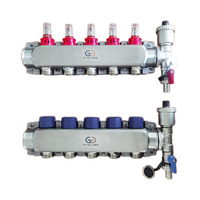 Collecteur d'eau en acier inoxydable OEM 2-12 voies pour système de chauffage radiant par le sol pour appartement