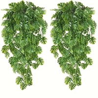 Plante grimpante artificielle de feuilles de Monstera de haute qualité, 69 mailles, fausse verdure pour décoration murale de fond
