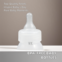 Vente en gros 100ml/150ml Tétine de biberon de bébé en plastique sans BPA Tétine jetable pour nouveau-nés Matériau PP Bouchon à vis Biberon
