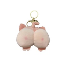 Porte-clés créatif en peluche en forme de fesses de Corgi, pendentif mignon cochon et chat pour sac d'enfants